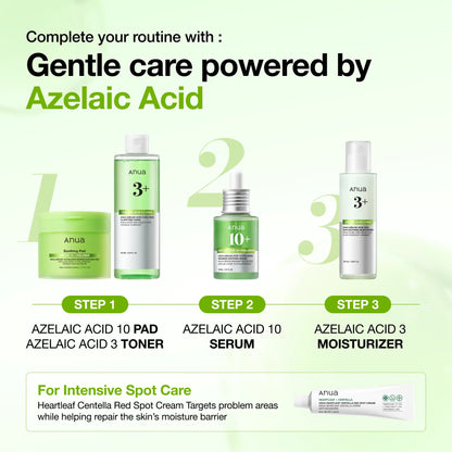 [Anua] Azelaic Acid 10 Hyaluron Redness Soothing Serum 1.01 Fl.Oz.(30Ml)｜Azelaicacid, Hyaluronic Acid, Non-Poreclogging, Korean Skincare, Soothing, Redness, Sensitive Skin, Acne-Prone