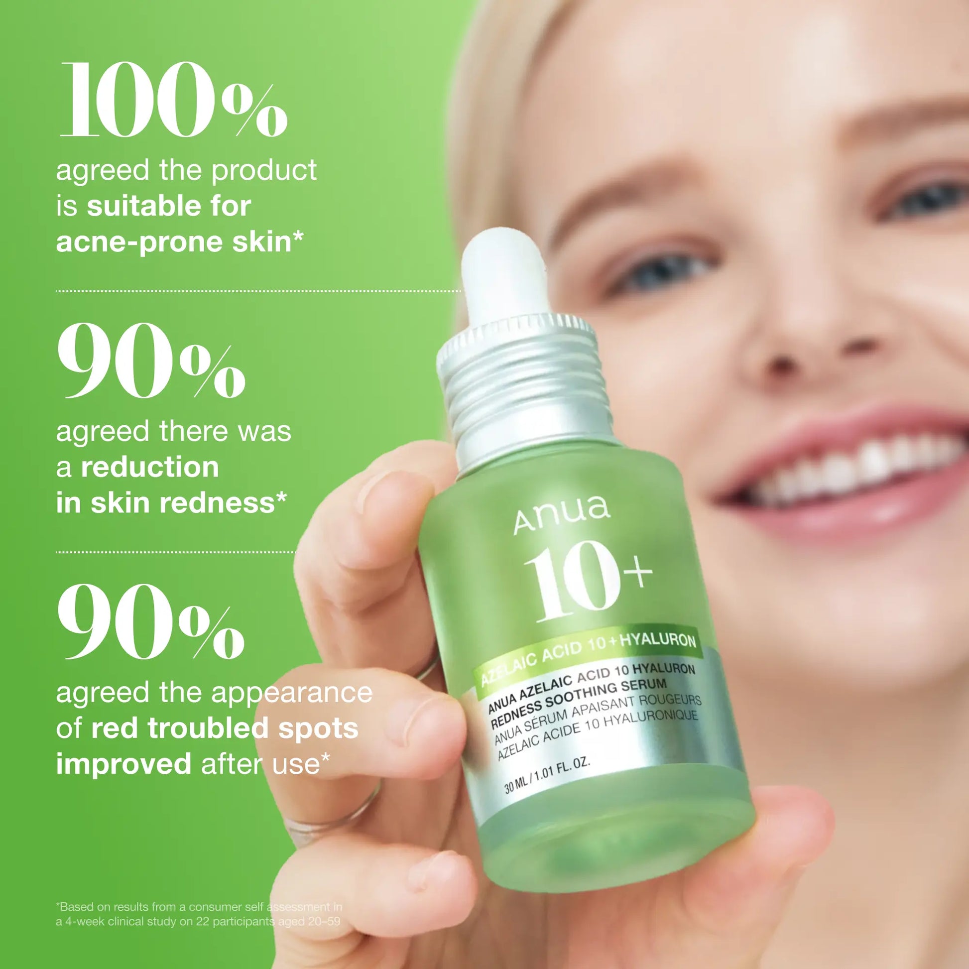 [Anua] Azelaic Acid 10 Hyaluron Redness Soothing Serum 1.01 Fl.Oz.(30Ml)｜Azelaicacid, Hyaluronic Acid, Non-Poreclogging, Korean Skincare, Soothing, Redness, Sensitive Skin, Acne-Prone