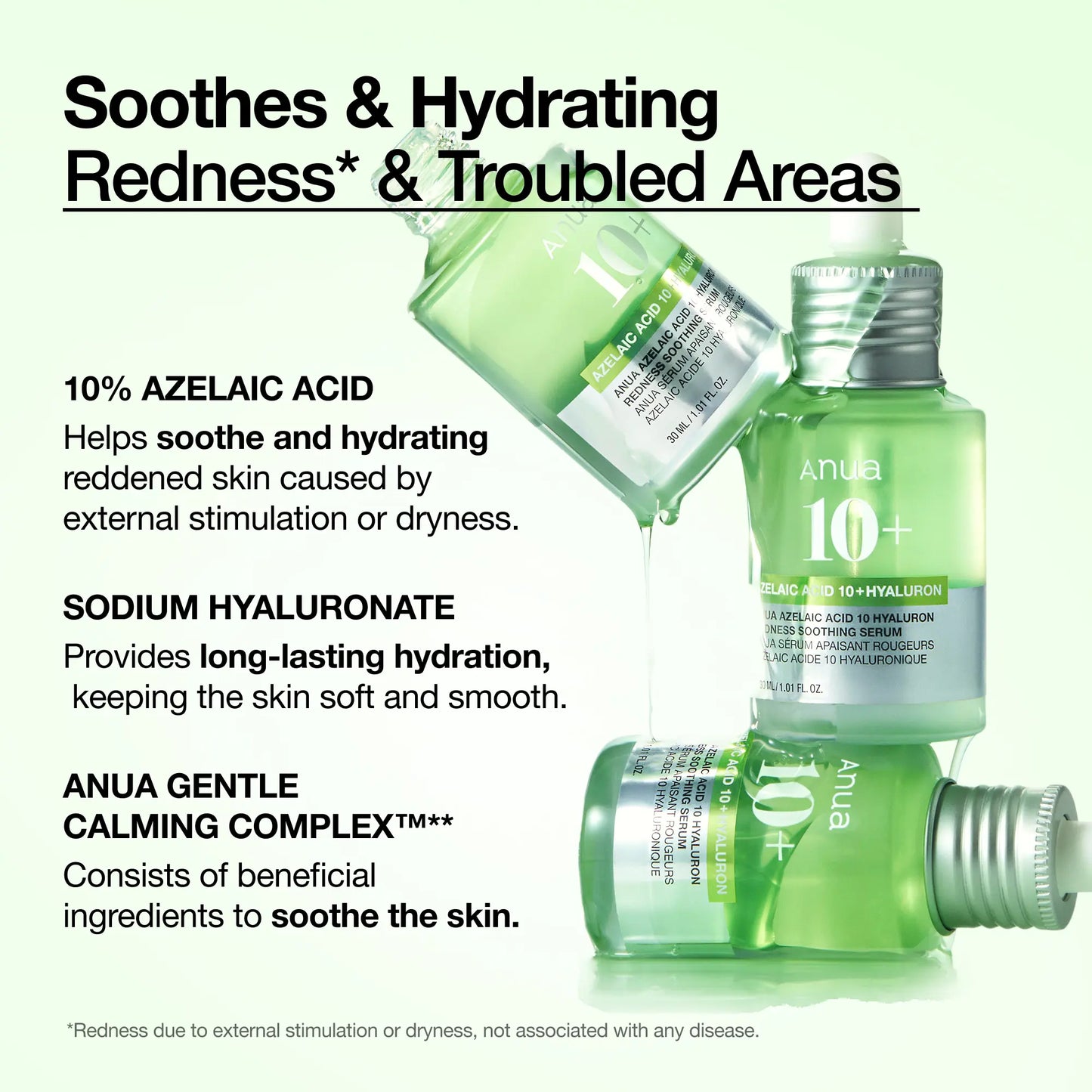 [Anua] Azelaic Acid 10 Hyaluron Redness Soothing Serum 1.01 Fl.Oz.(30Ml)｜Azelaicacid, Hyaluronic Acid, Non-Poreclogging, Korean Skincare, Soothing, Redness, Sensitive Skin, Acne-Prone